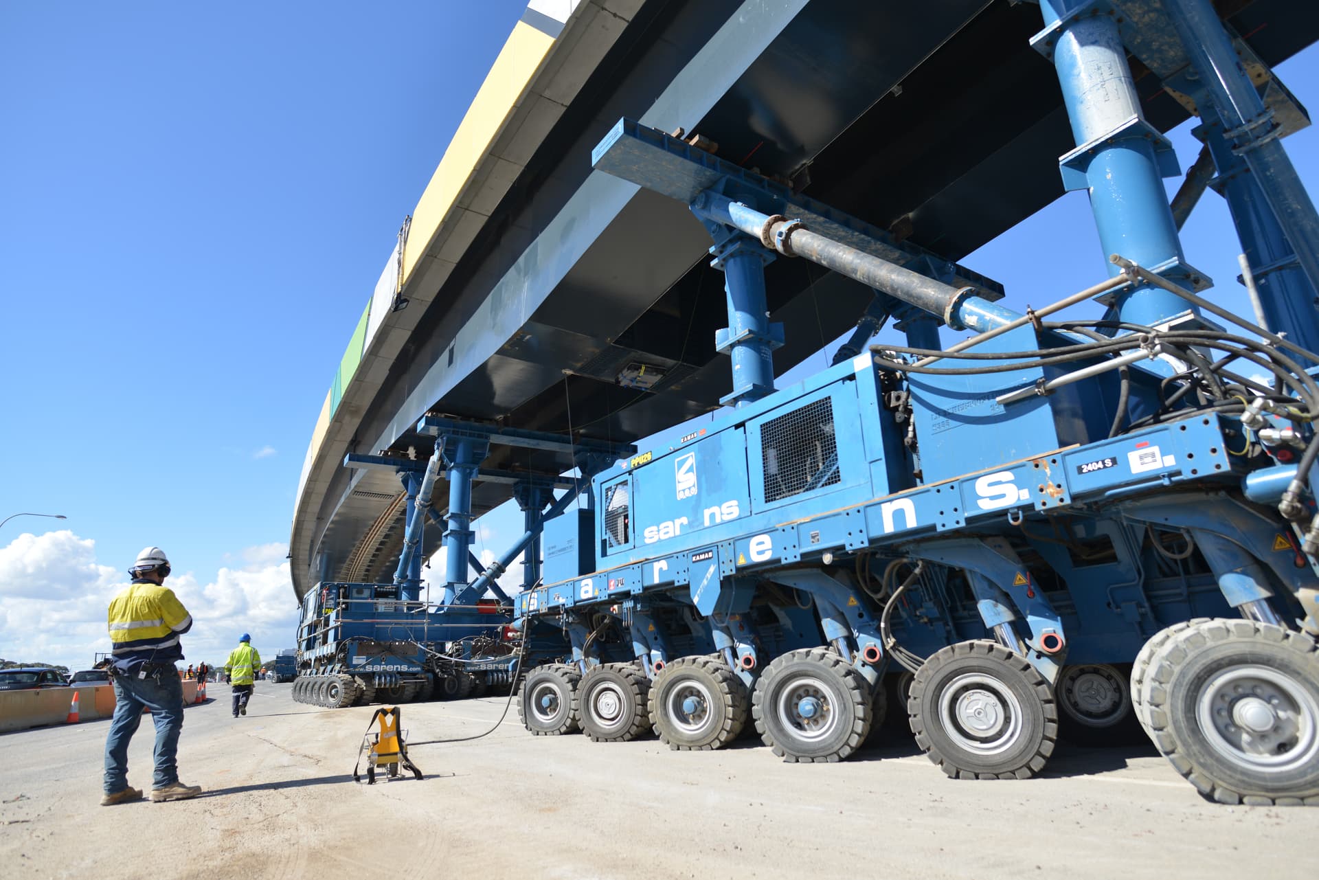 SPMT moving bridge superstructure into position