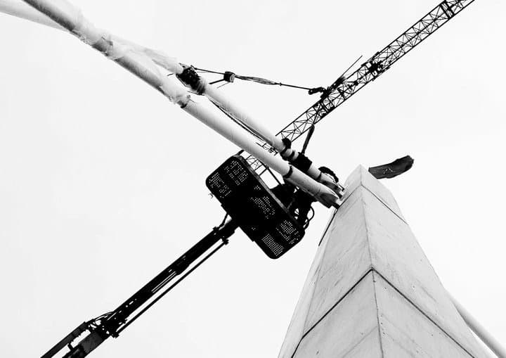 Heavy crane lift at Morocco stay cable bridge