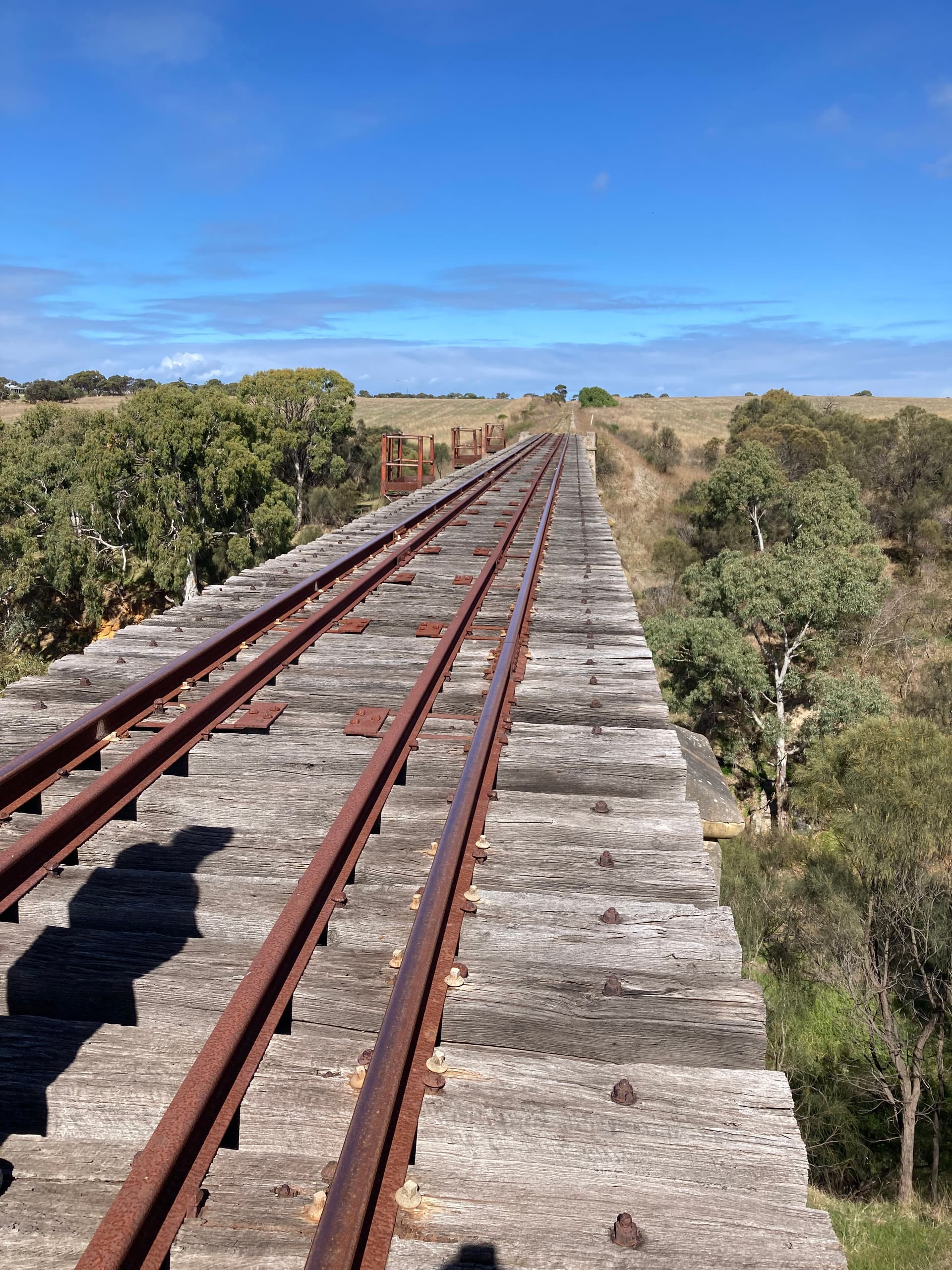 Timber trestle viaduct rails